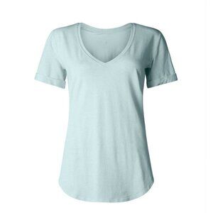 Lululemon Love Tee II Heathered Aquamarine size 8 V-neck short sleeve Cuffed